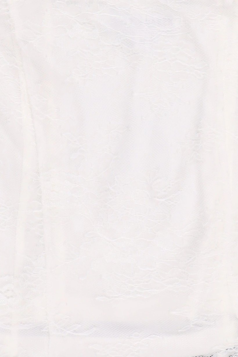 Women Square Neck Long Sleeve Textured Top, White