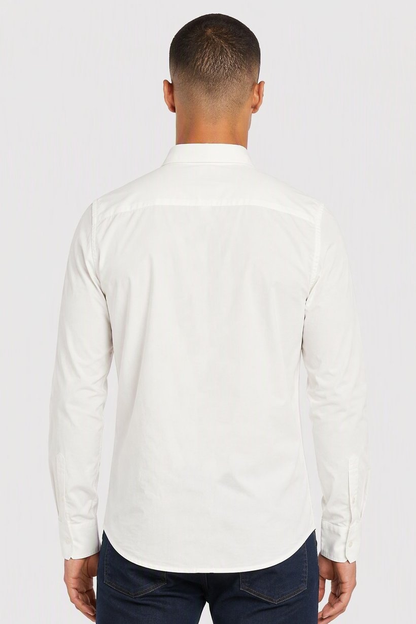 Men Regular Fit Plain Long Sleeve Casual Shirt, White