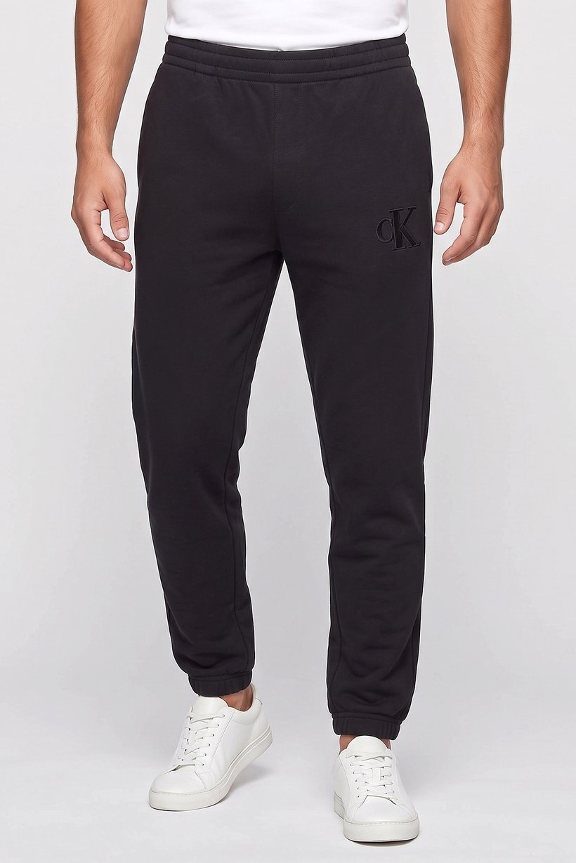 Calvin Klein Jeans Men Regular Fit Embroidered Logo Sweatpants, Black