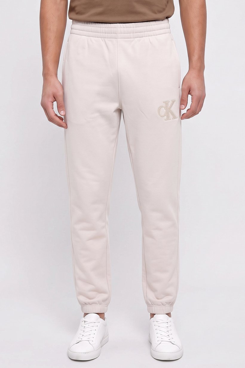 Calvin Klein Jeans Men Regular Fit Embroidered Logo Sweatpants, Off White