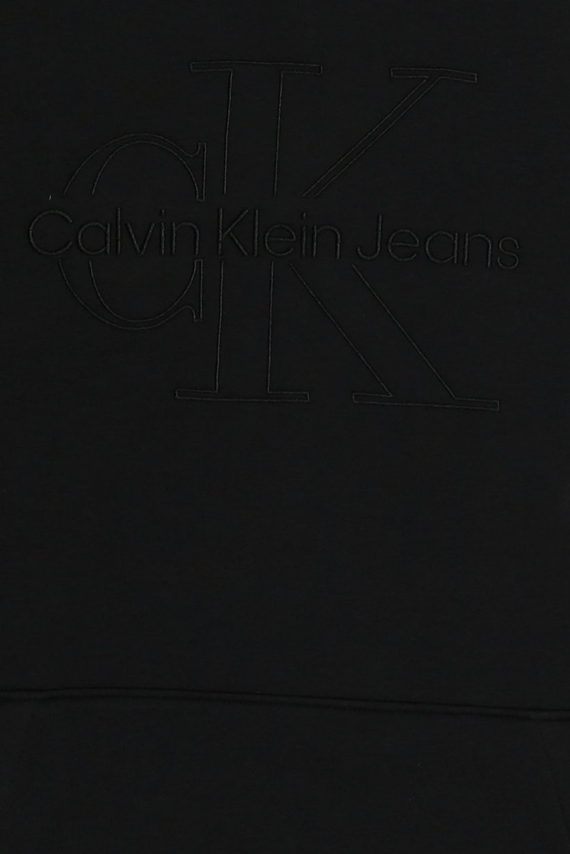 Men Embroidered Logo Long Sleeve Hoodie, Black