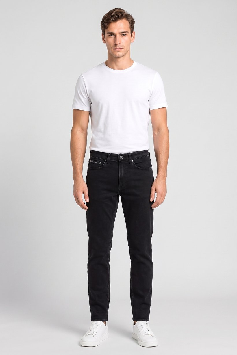 Men Slim Fit Washed Stretchable Jeans, Black