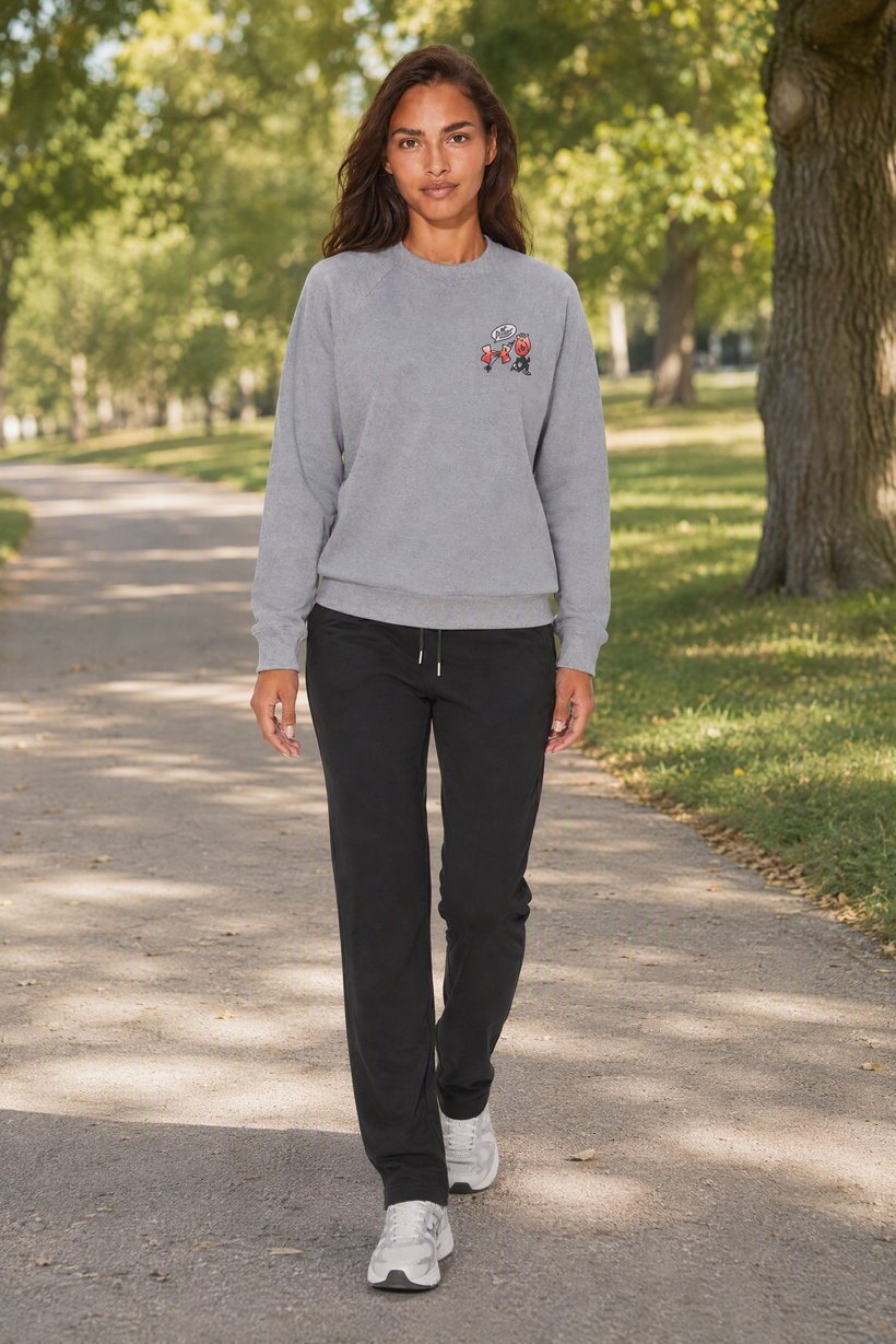 Women Loose Fit Long Sleeve Outdoor Sweatshirt, Grey