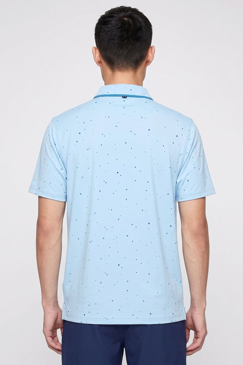 Men Loose Fit Short Sleeve Outdoor Polo Shirt, Light Blue