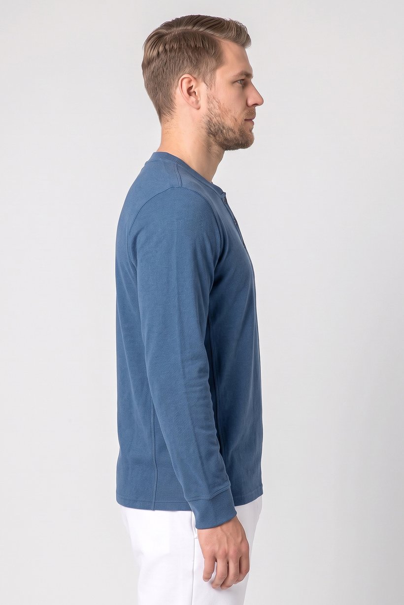 Men Relaxed Fit Long Sleeve Outdoor Sweatshirt, Teal Blue