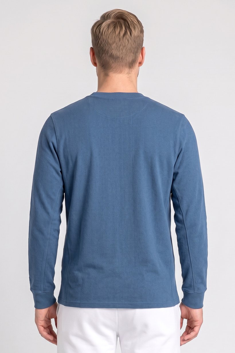 Men Relaxed Fit Long Sleeve Outdoor Sweatshirt, Teal Blue