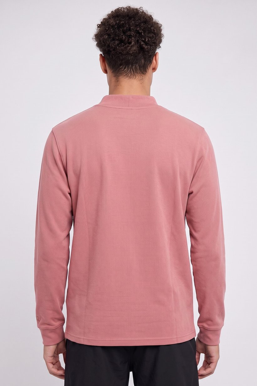 Men Sportswear Fit Long Sleeve Outdoor Sweatshirt, Dark Coral