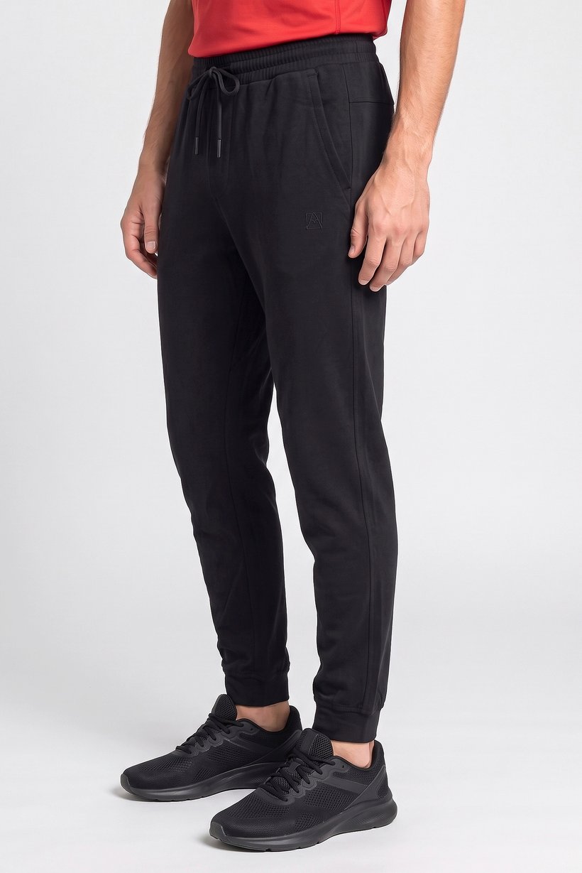 Men Sportswear Fit Brand Logo Outdoor Sweatpants, Black