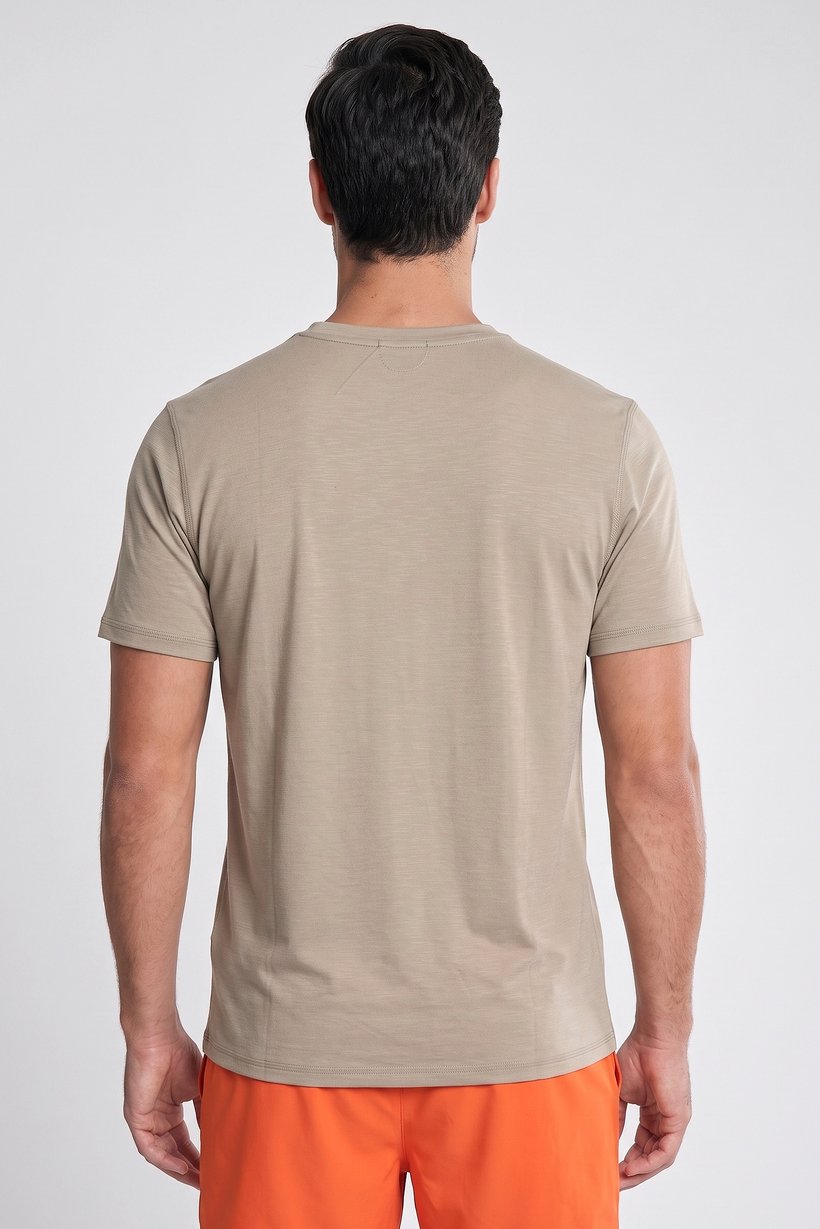 Men Sportswear Fit Short Sleeve Outdoor T-Shirt, Taupe