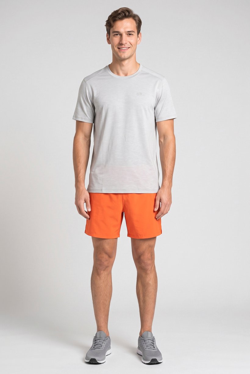 Men Sportswear Fit Short Sleeve Outdoor T-Shirt, Light Grey