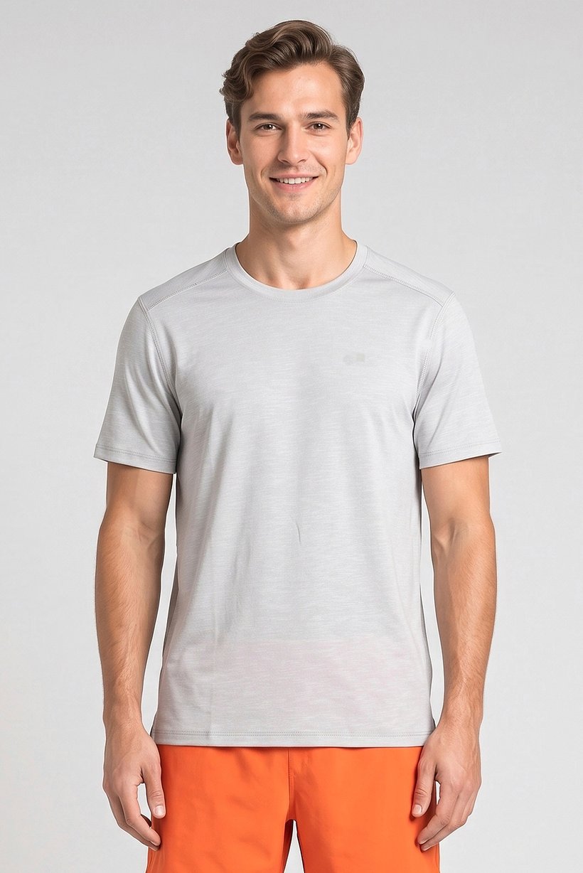 Men Sportswear Fit Short Sleeve Outdoor T-Shirt, Light Grey