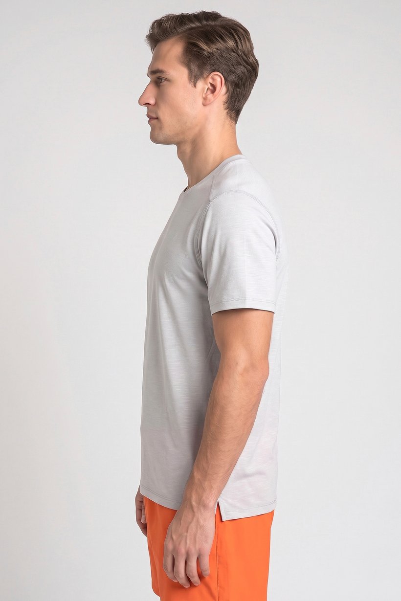Men Sportswear Fit Short Sleeve Outdoor T-Shirt, Light Grey
