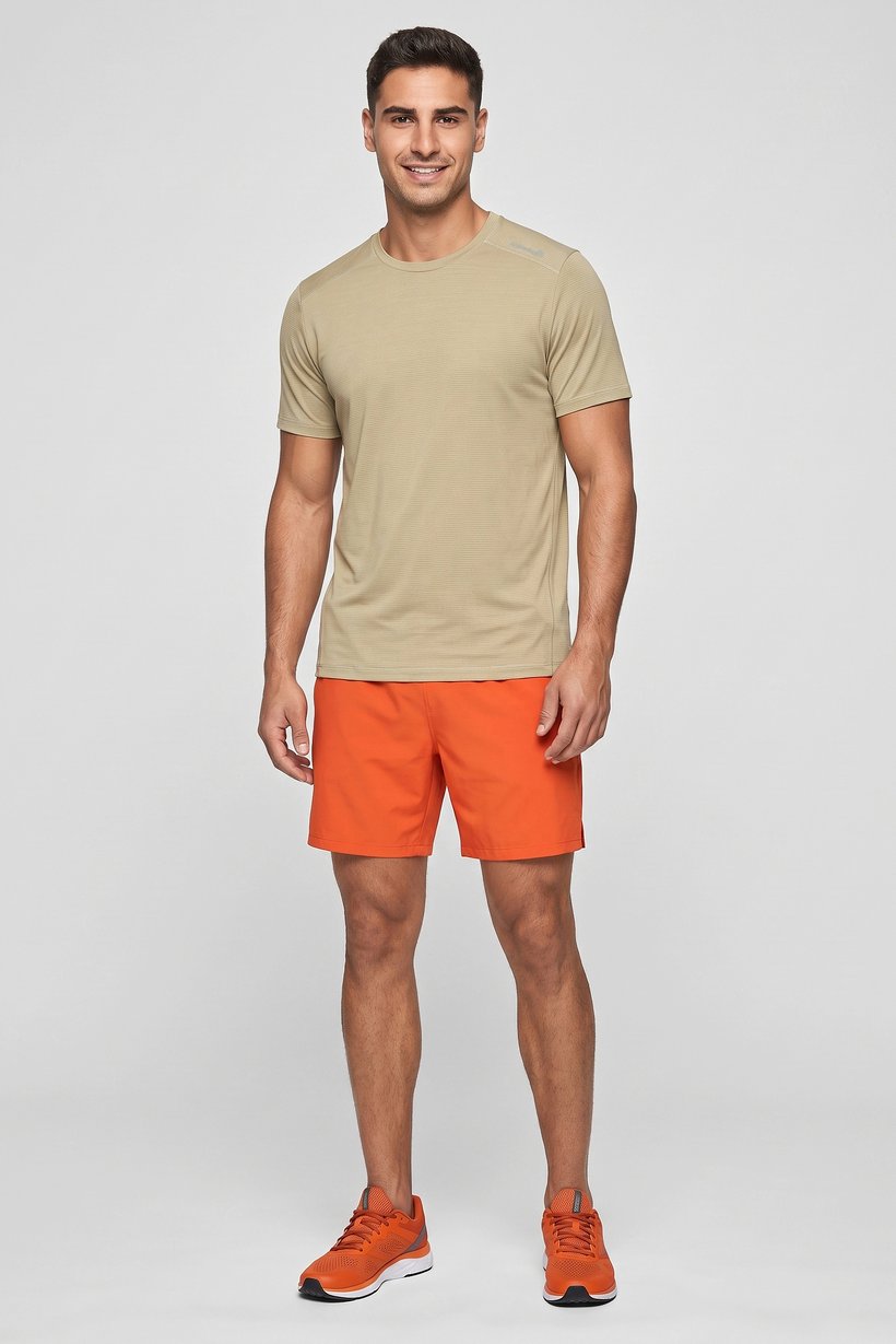 Men Sportswear Fit Short Sleeve Outdoor T-Shirt, Beige