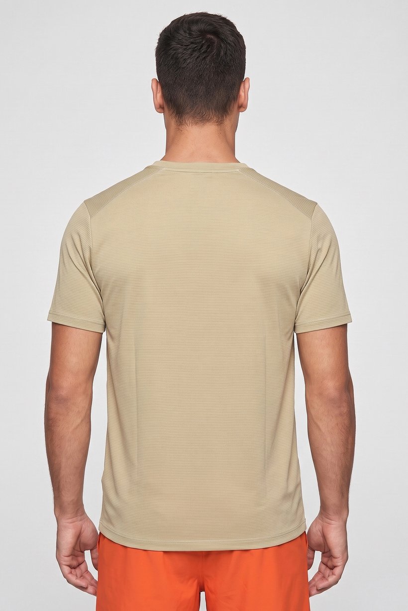 Men Sportswear Fit Short Sleeve Outdoor T-Shirt, Beige