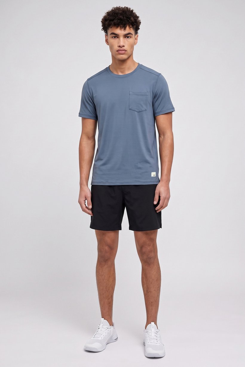 Men Sportswear Fit Short Sleeve Outdoor T-Shirt, Dusty Blue