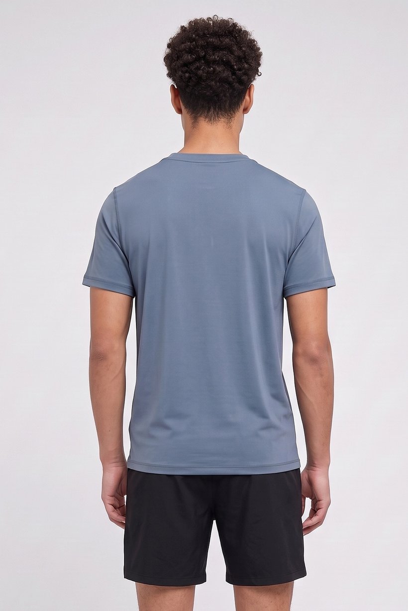 Men Sportswear Fit Short Sleeve Outdoor T-Shirt, Dusty Blue