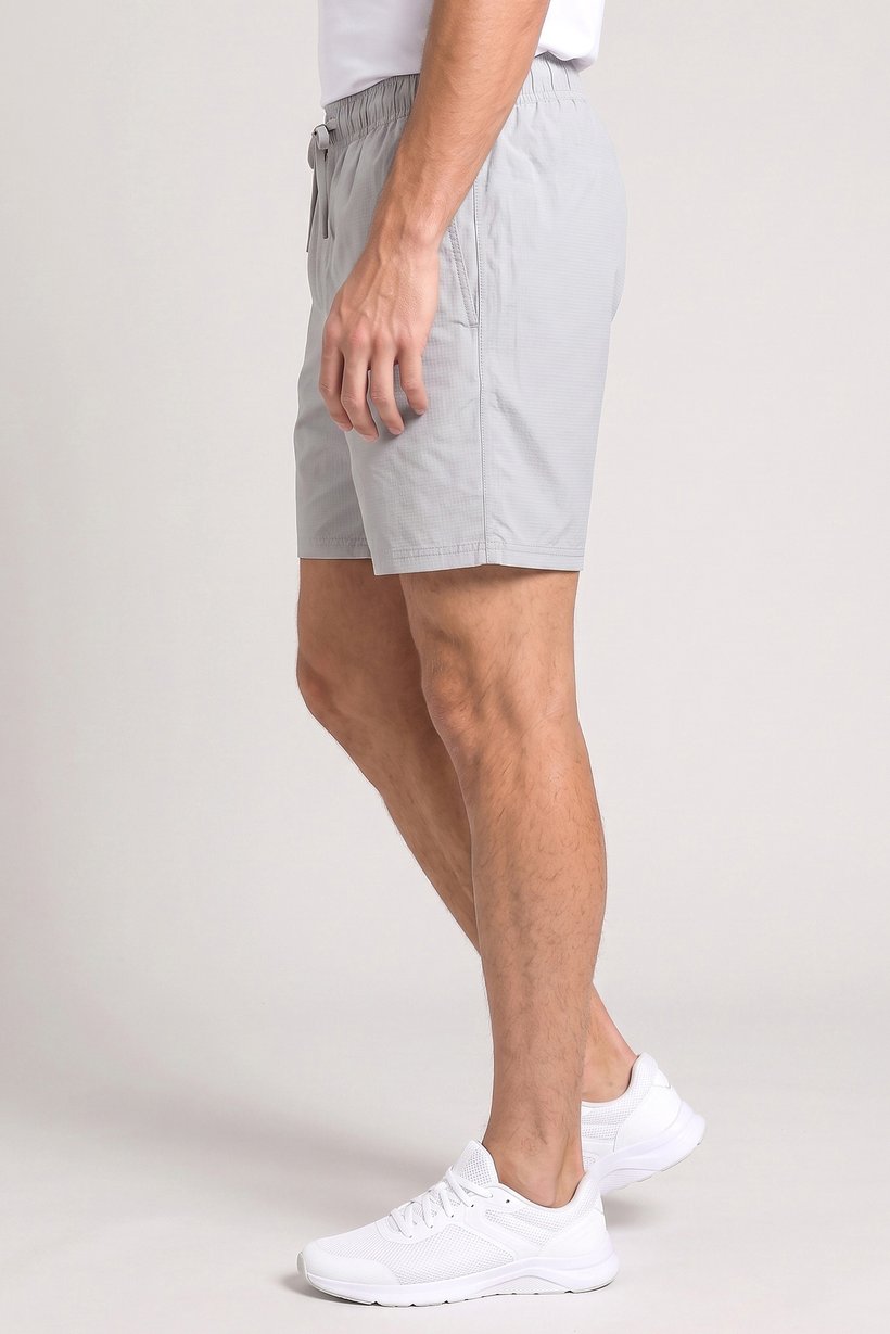 Men Embroidered Logo Basic Shorts, Grey