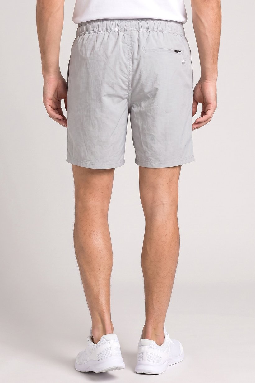 Men Embroidered Logo Basic Shorts, Grey