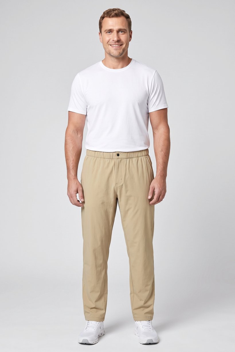 Men Sportswear Fit Solid Outdoor Pants, Beige