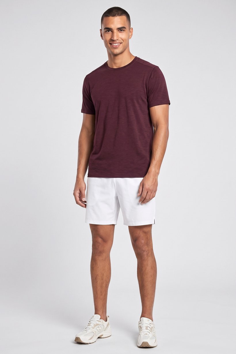 Men Sportswear Fit Short Sleeve Training T-Shirt, Burgundy
