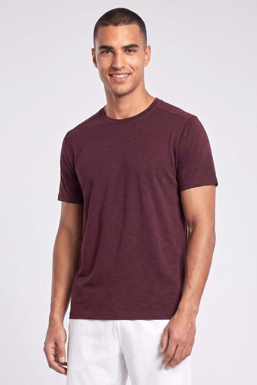 Men Sportswear Fit Short Sleeve Training T-Shirt, Burgundy