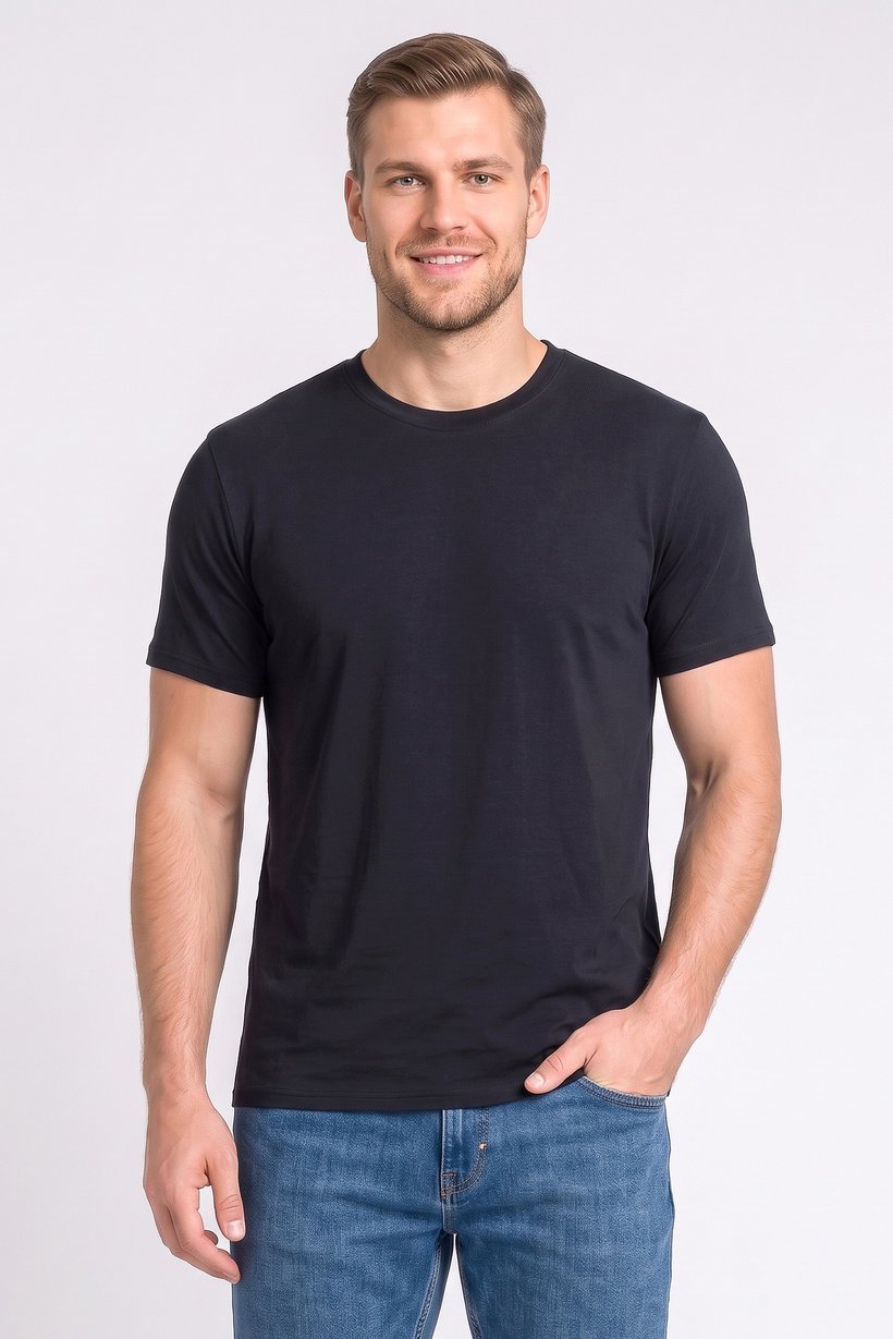 Men 3 Pcs Crew Neck Short Sleeve Solid T-Shirt, Multicolor