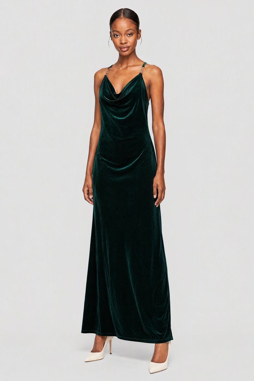 Women Plain Maxi Dress, Green