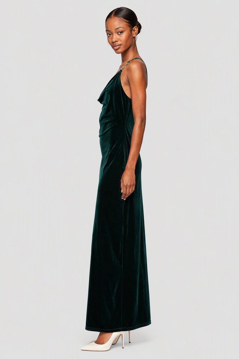Women Plain Maxi Dress, Green