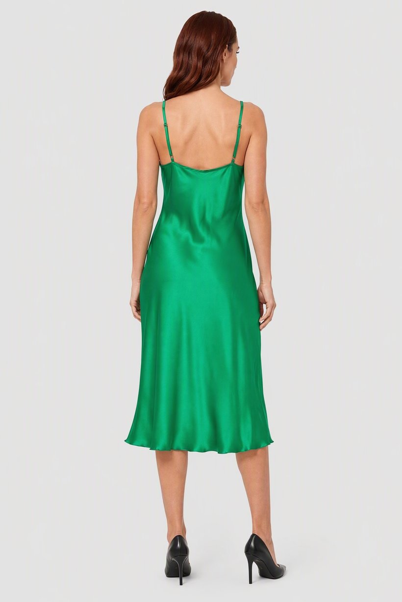 Women Solid Midi Dress, Green