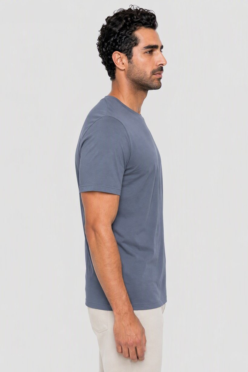 Men Sportswear Fit Short Sleeve Outdoor T-Shirt, Slate Blue