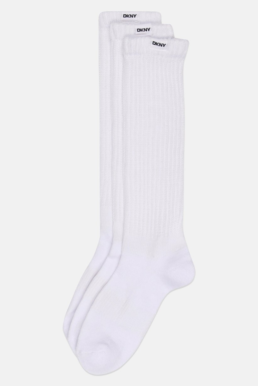 DKNY Sport Women 3 Pairs Brand Logo Slouch Crew Socks, White