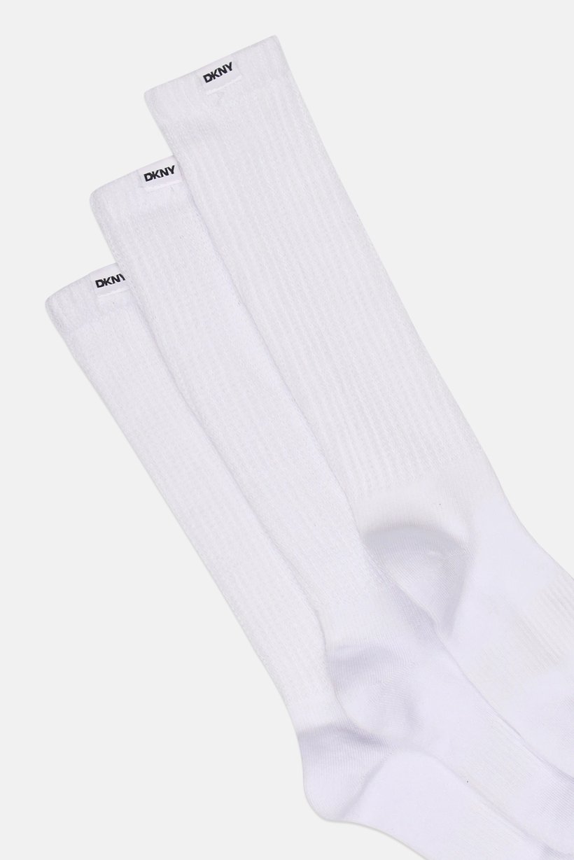 DKNY Sport Women 3 Pairs Brand Logo Slouch Crew Socks, White
