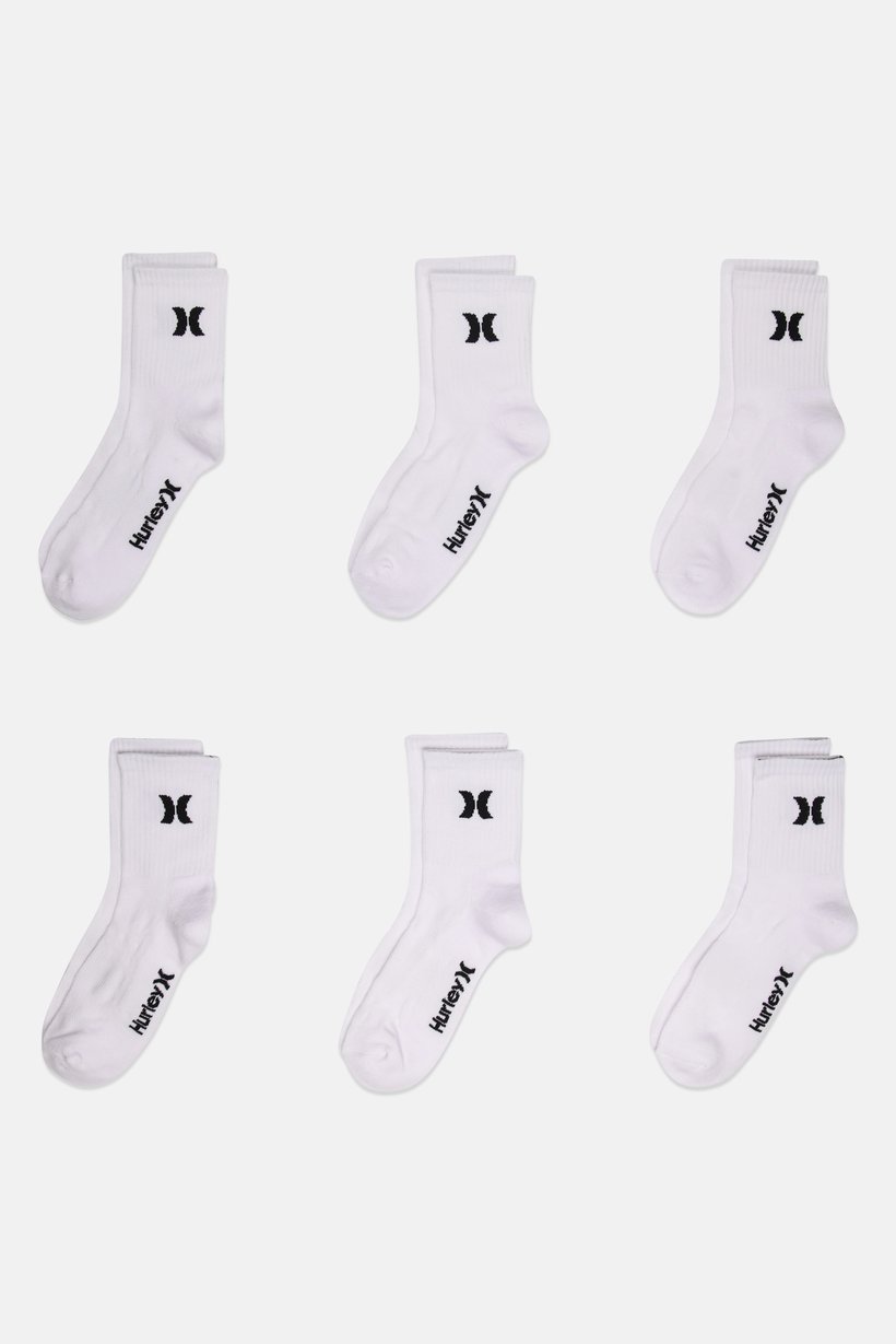 Men 6 Pairs Brand Logo High Socks, White