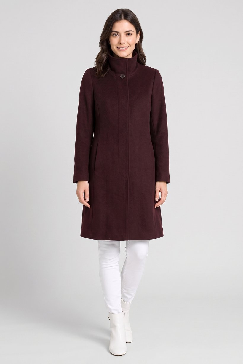 Women Textured Trench Coat, Maroon