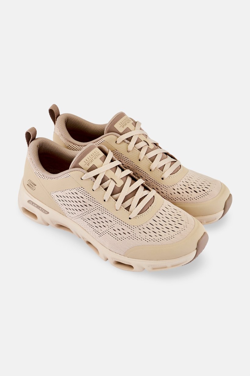 Women Glid Step Gratify Lace Up Running Shoes, Beige