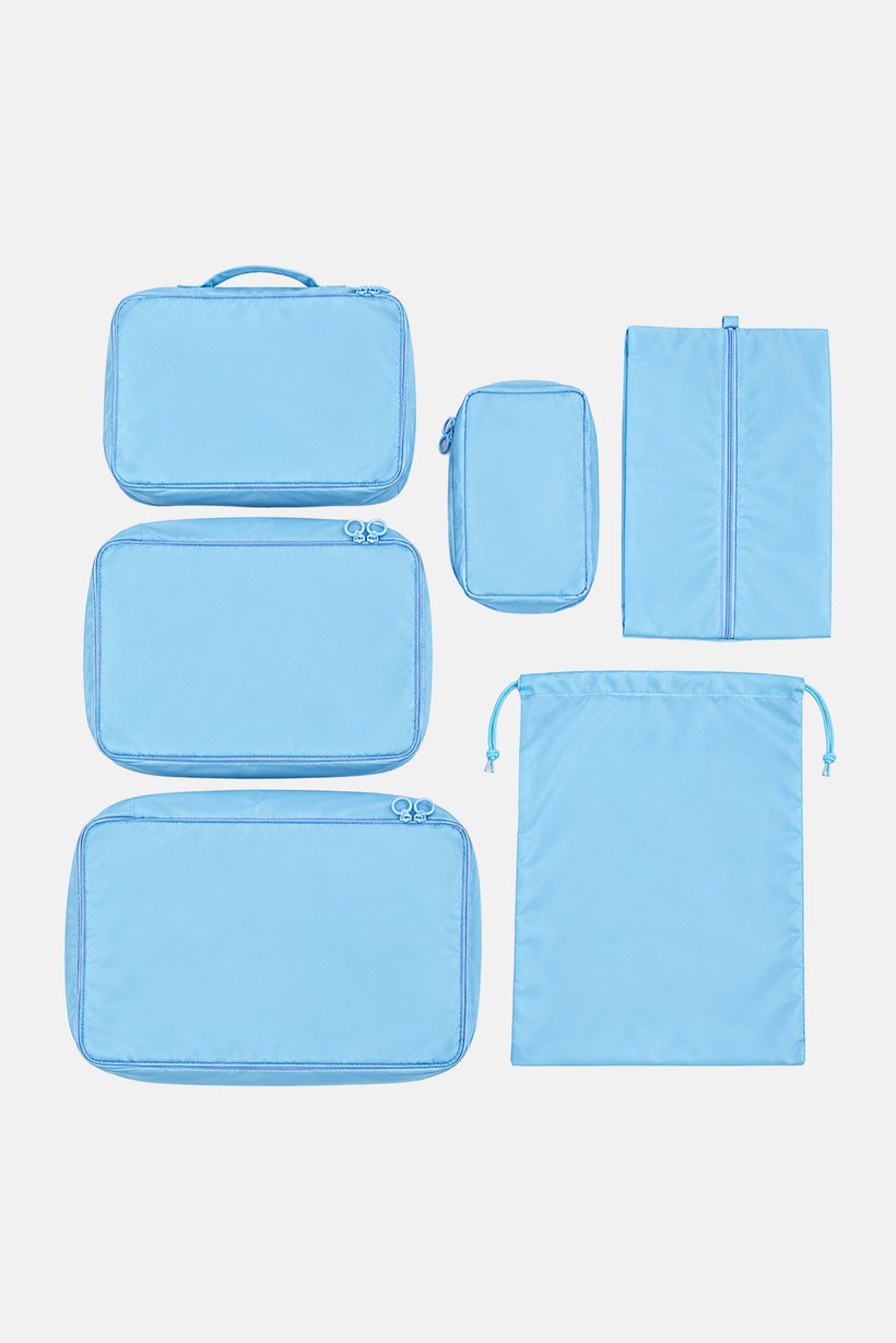 6 Pieces Travel Storage Set, Light Blue