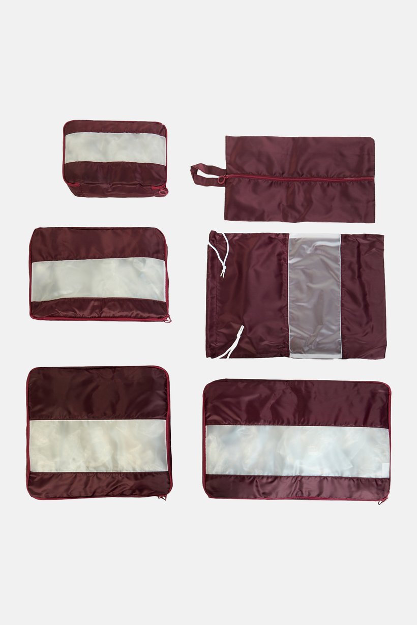 6 Pieces Travel Storage Set, Maroon