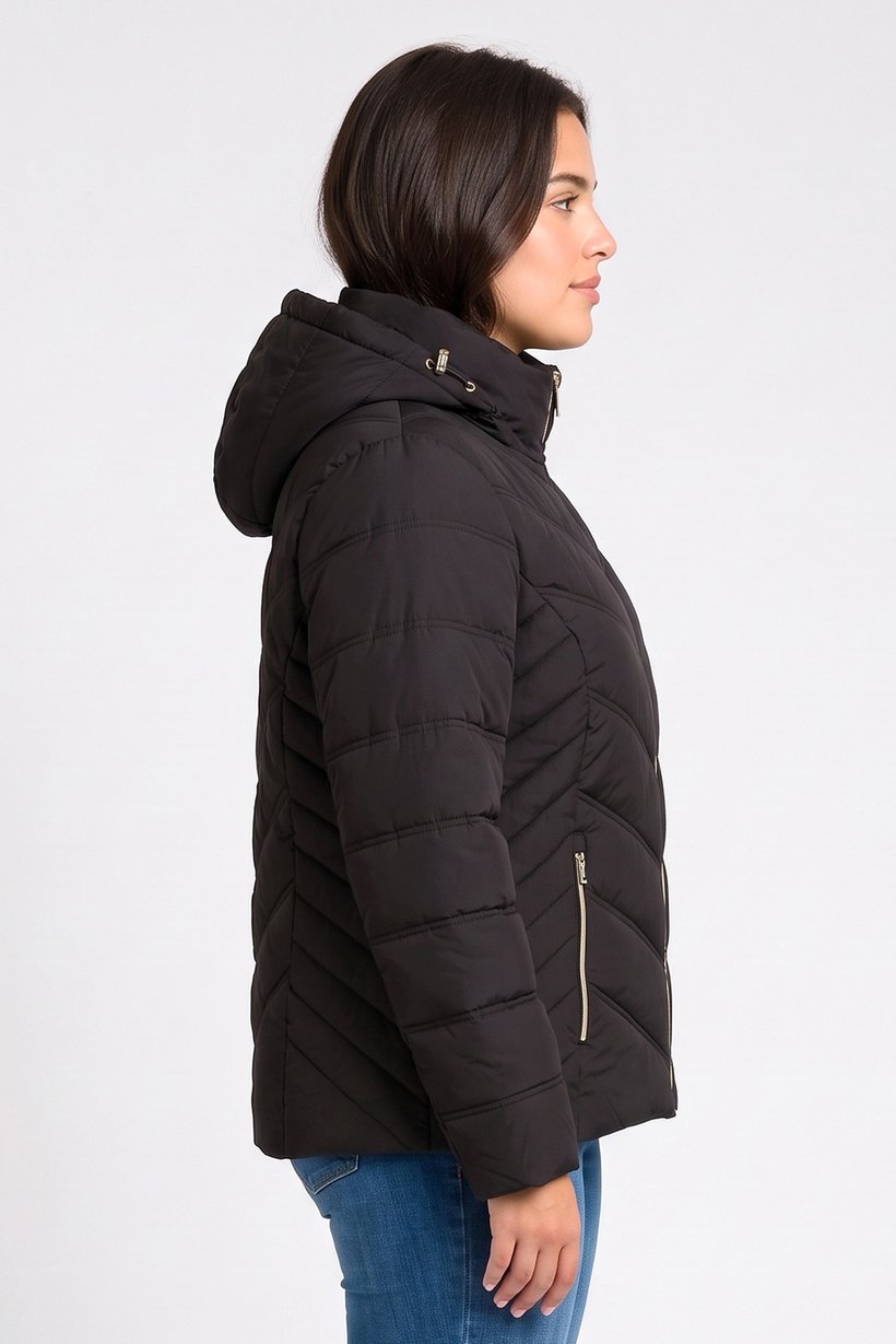 Women Quilted Puffer Jacket, Black
