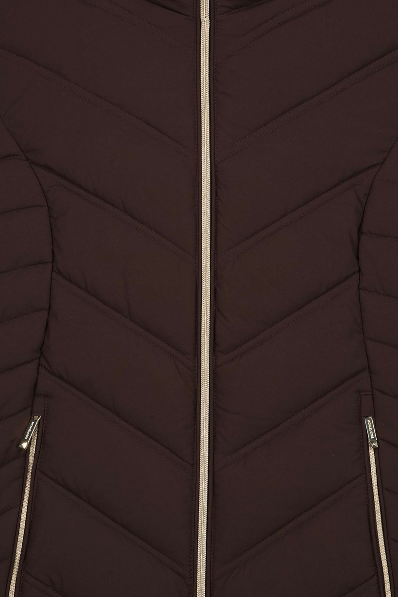 Women Quilted Puffer Jacket, Dark Brown