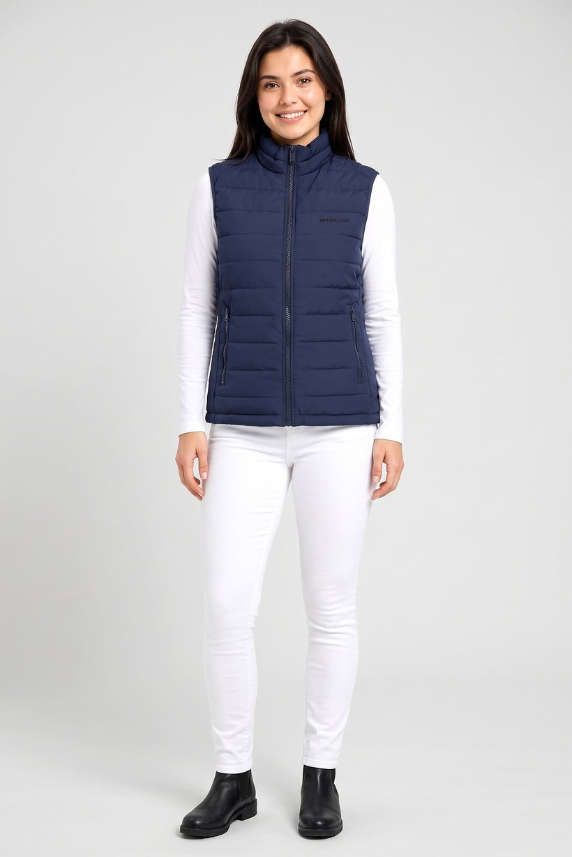 Women Quilted Puffer Vest Jacket, Navy