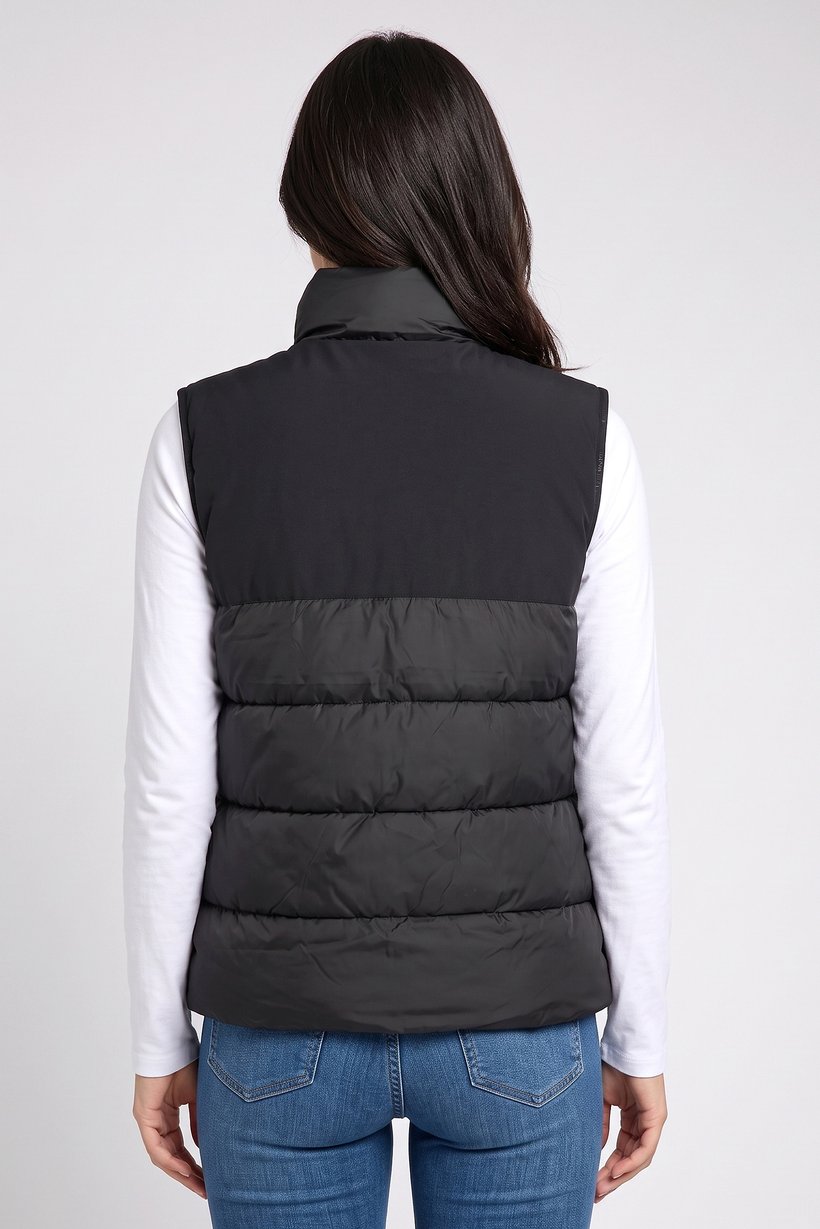 Women Quilted Puffer Vest Jacket, Black