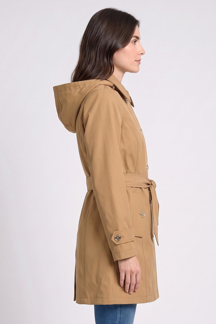 Women Plain Trench Coat, Brown