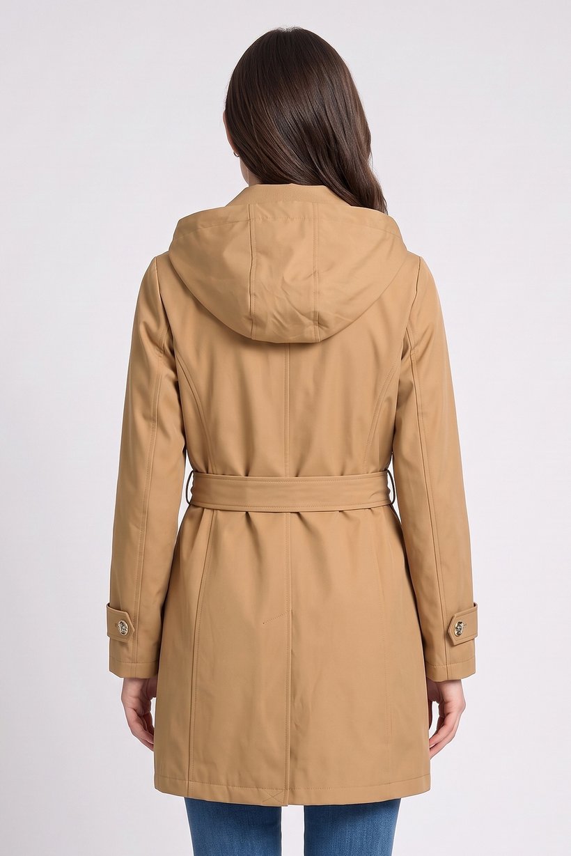 Women Plain Trench Coat, Brown