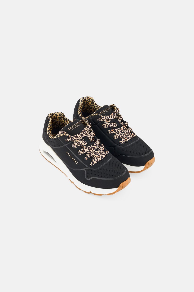 Kids Boy UNO GEN1 Leopard Chic Lace Up Outdoor Shoes, Black