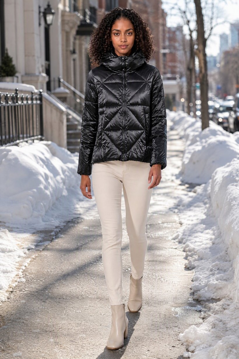 Women Quilted Puffer Jacket, Grey
