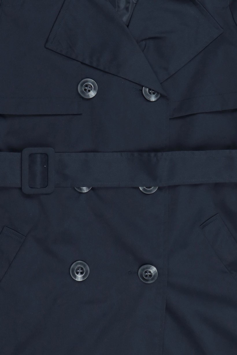 Women Plain Bleted Trench Coat, Dark Navy