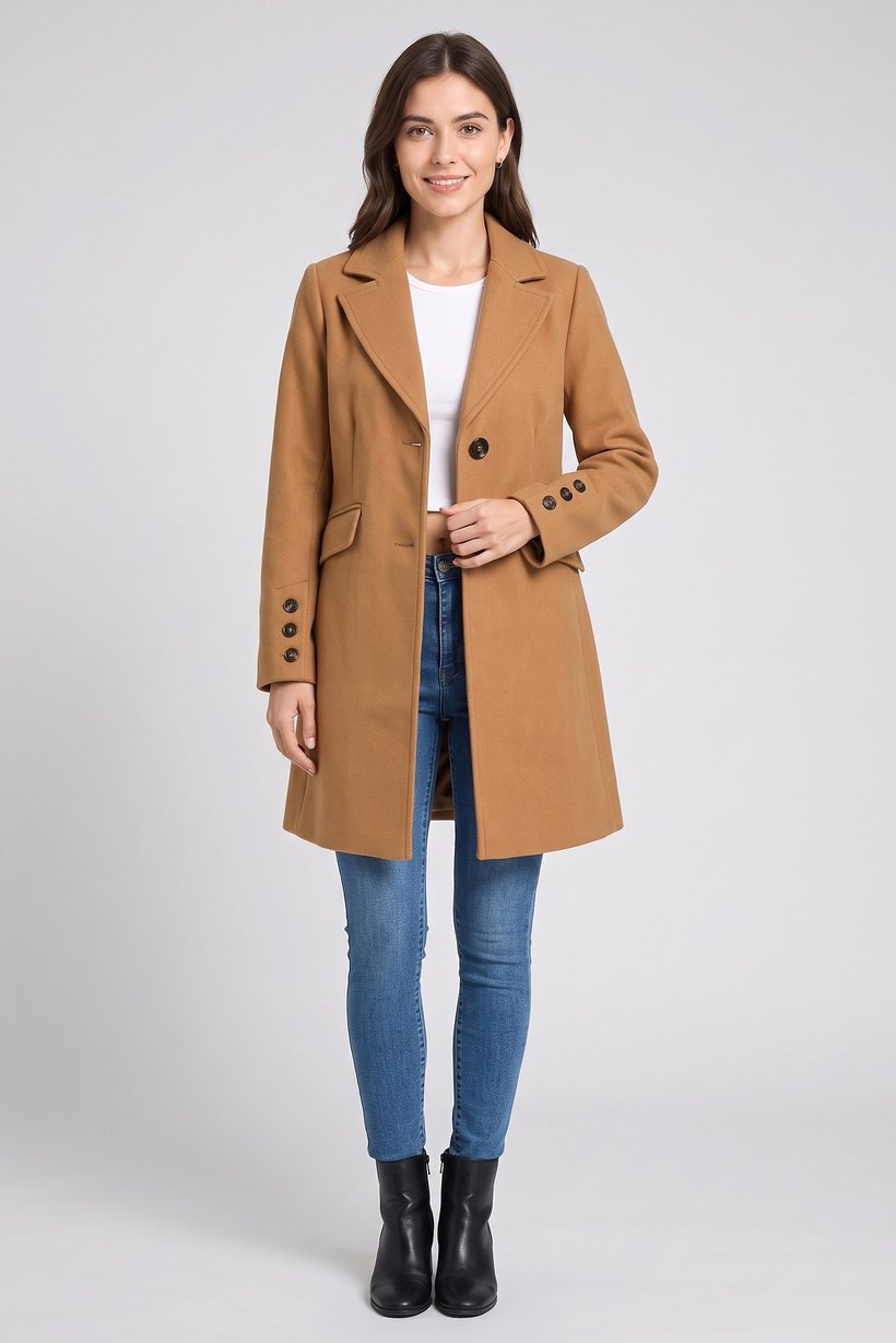 Women Textured Trench Coat, Tan