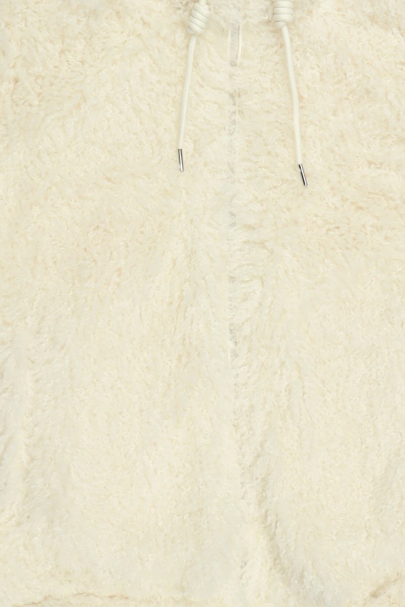 Women Textured Sherpa Jacket, Ivory