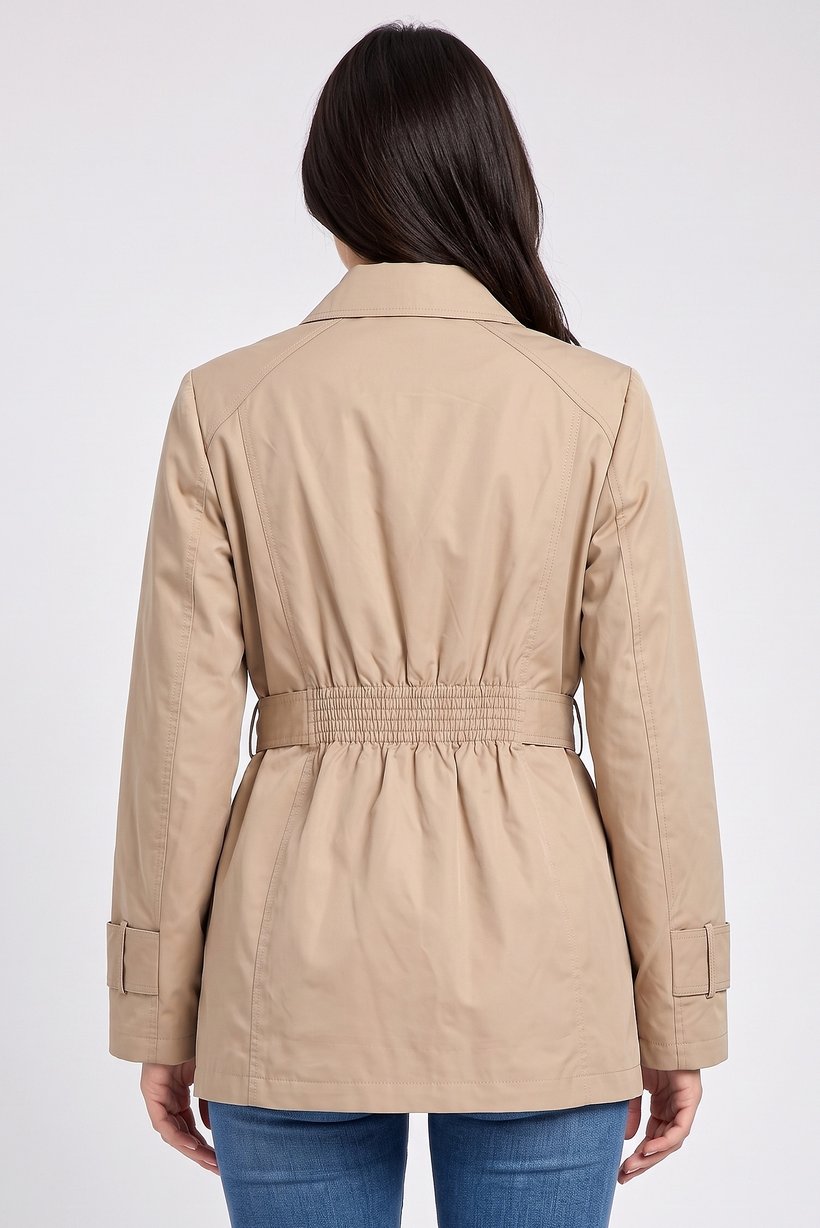 Women Solid Trench Coat, Beige