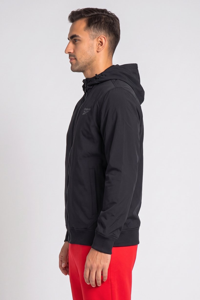 Men Sportswear Fit Long Sleeve Outdoor Jacket, Black